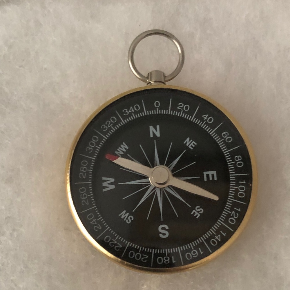 Classic Round Compass Pendant - Black & Gold - Picture 2 of 4